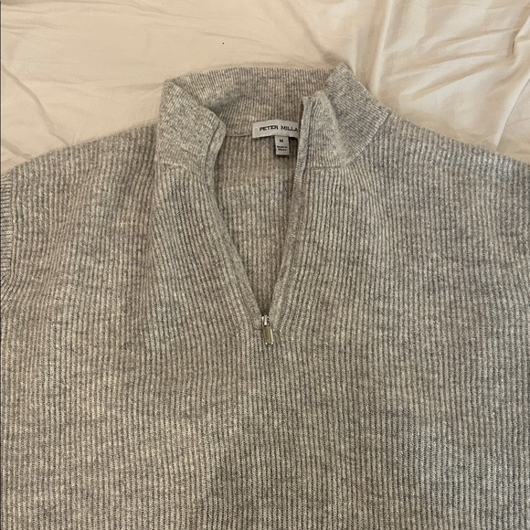 Peter Millar Light Gray Zip-Up Sweater wool